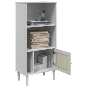 vidaXL Βιβλιοθήκη SENJA Λευκό / Ρατάν 60x35x130cm Μασίφ Ξύλο Πεύκου 1 τεμ.