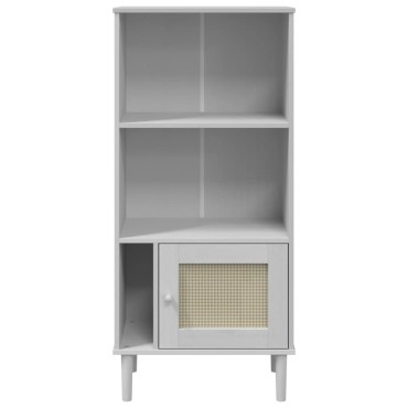 vidaXL Βιβλιοθήκη SENJA Λευκό / Ρατάν 60x35x130cm Μασίφ Ξύλο Πεύκου 1 τεμ.