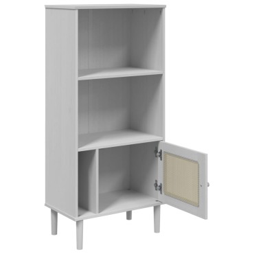 vidaXL Βιβλιοθήκη SENJA Λευκό / Ρατάν 60x35x130cm Μασίφ Ξύλο Πεύκου 1 τεμ.