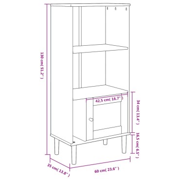vidaXL Βιβλιοθήκη SENJA Λευκό / Ρατάν 60x35x130cm Μασίφ Ξύλο Πεύκου 1 τεμ.