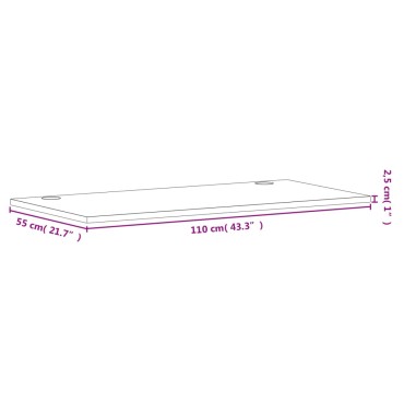 vidaXL Επιφάνεια Γραφείου 110x55x2,5 εκ. από Μασίφ Ξύλο Οξιάς