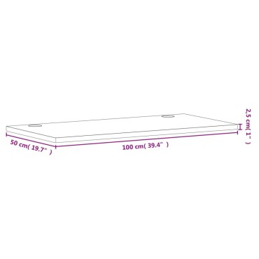 vidaXL Επιφάνεια Γραφείου 100x50x2,5 εκ. από Μασίφ Ξύλο Οξιάς
