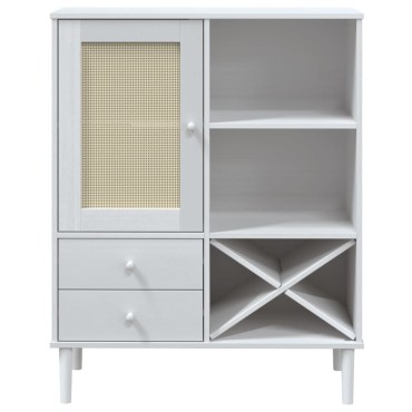 vidaXL Ντουλάπι Ψηλό SENJA Λευκό/Ρατάν 90x40x112cm Μασίφ Ξύλο Πεύκου 1 τεμ.