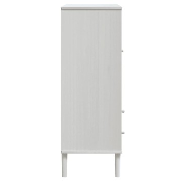 vidaXL Ντουλάπι Ψηλό SENJA Λευκό/Ρατάν 90x40x112cm Μασίφ Ξύλο Πεύκου 1 τεμ.