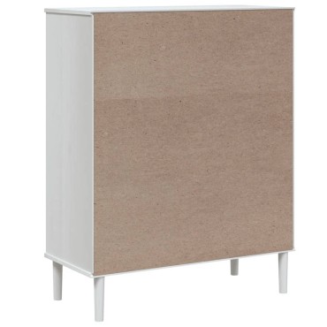 vidaXL Ντουλάπι Ψηλό SENJA Λευκό/Ρατάν 90x40x112cm Μασίφ Ξύλο Πεύκου 1 τεμ.
