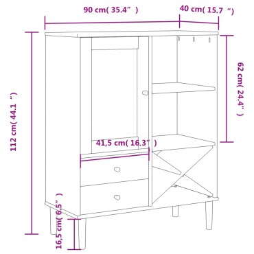 vidaXL Ντουλάπι Ψηλό SENJA Λευκό/Ρατάν 90x40x112cm Μασίφ Ξύλο Πεύκου 1 τεμ.