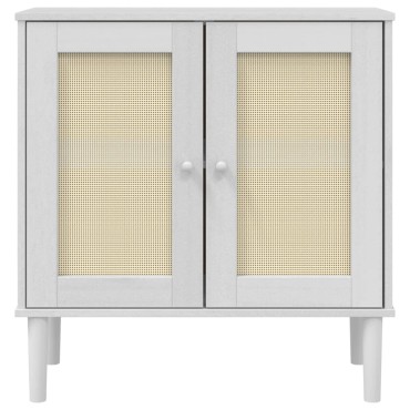 vidaXL Ντουλάπι SENJA Λευκό / Όψη Ρατάν 80x35x80cm Μασίφ Ξύλο Πεύκου 1 τεμ.