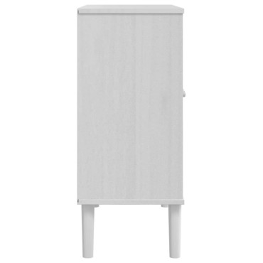 vidaXL Ντουλάπι SENJA Λευκό / Όψη Ρατάν 80x35x80cm Μασίφ Ξύλο Πεύκου 1 τεμ.