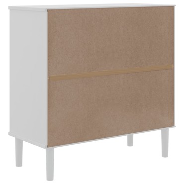vidaXL Ντουλάπι SENJA Λευκό / Όψη Ρατάν 80x35x80cm Μασίφ Ξύλο Πεύκου 1 τεμ.