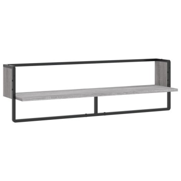vidaXL Ράφι Τοίχου με Μπάρα Γκρι Sonoma 100x25x30cm 1 τεμ.