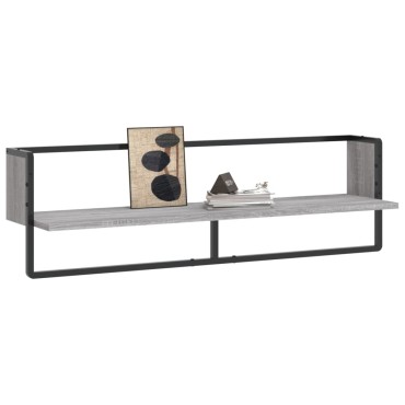 vidaXL Ράφι Τοίχου με Μπάρα Γκρι Sonoma 100x25x30cm 1 τεμ.