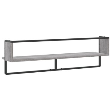 vidaXL Ράφι Τοίχου με Μπάρα Γκρι Sonoma 100x25x30cm 1 τεμ.