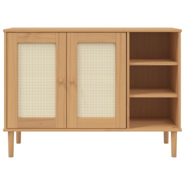 vidaXL Μπουφές SENJA Καφέ / Ρατάν 112x40x80cm Μασίφ Ξύλο Πεύκου 1 τεμ.