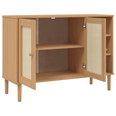 vidaXL Μπουφές SENJA Καφέ / Ρατάν 112x40x80cm Μασίφ Ξύλο Πεύκου 1 τεμ.