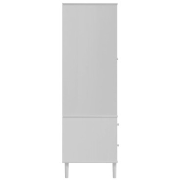 vidaXL Ντουλάπα SENJA Λευκό / Ρατάν 90x55x175cm Μασίφ Ξύλο Πεύκου 1 τεμ.