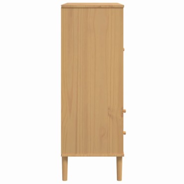 vidaXL Ντουλάπι Ψηλό SENJA Καφέ/Ρατάν 90x40x112cm Μασίφ Ξύλο Πεύκου 1 τεμ.