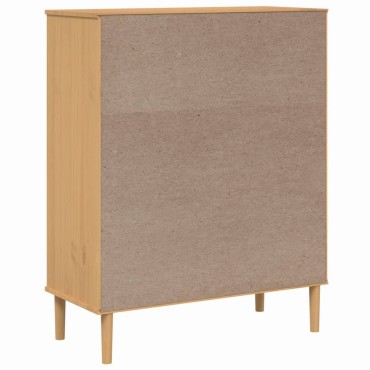 vidaXL Ντουλάπι Ψηλό SENJA Καφέ/Ρατάν 90x40x112cm Μασίφ Ξύλο Πεύκου 1 τεμ.