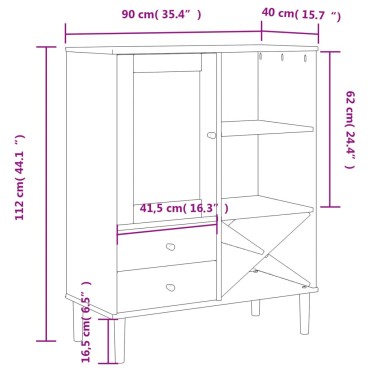 vidaXL Ντουλάπι Ψηλό SENJA Καφέ/Ρατάν 90x40x112cm Μασίφ Ξύλο Πεύκου 1 τεμ.