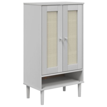 vidaXL Παπουτσοθήκη SENJA Λευκή / Ρατάν 59,5x35x107cm Μασίφ Ξύλο