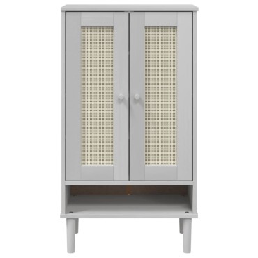 vidaXL Παπουτσοθήκη SENJA Λευκή / Ρατάν 59,5x35x107cm Μασίφ Ξύλο