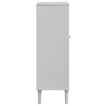 vidaXL Παπουτσοθήκη SENJA Λευκή / Ρατάν 59,5x35x107cm Μασίφ Ξύλο