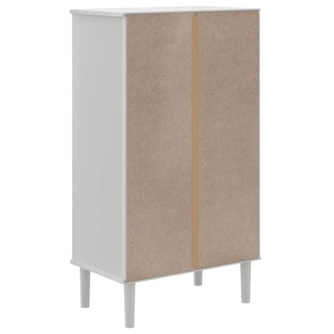 vidaXL Παπουτσοθήκη SENJA Λευκή / Ρατάν 59,5x35x107cm Μασίφ Ξύλο