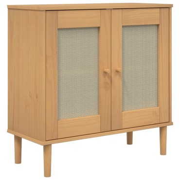 vidaXL Ντουλάπι SENJA Καφέ / Ρατάν 80x35x80cm Μασίφ Ξύλο Πεύκου 1 τεμ.
