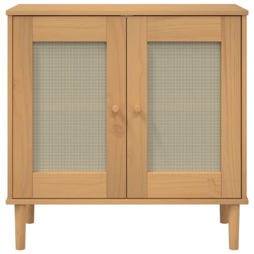 vidaXL Ντουλάπι SENJA Καφέ / Ρατάν 80x35x80cm Μασίφ Ξύλο Πεύκου 1 τεμ.