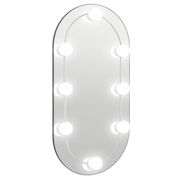 vidaXL Καθρέφτης με Φώτα LED 60x30 εκ. Γυαλί Οβάλ