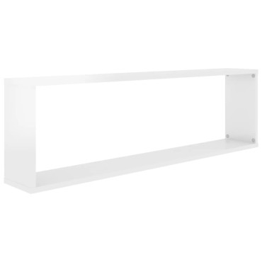 vidaXL Ράφια Κύβοι Τοίχου 4 τεμ. Γυαλ. Λευκό 100x15x30cm Επεξ. Ξύλο