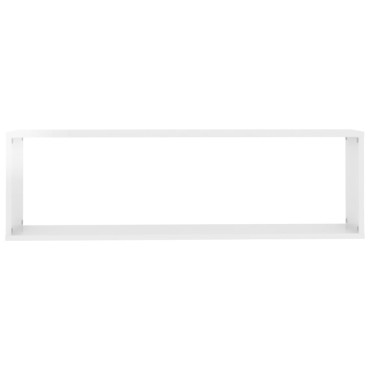 vidaXL Ράφια Κύβοι Τοίχου 4 τεμ. Γυαλ. Λευκό 100x15x30cm Επεξ. Ξύλο