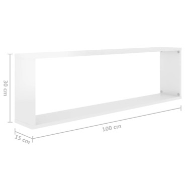 vidaXL Ράφια Κύβοι Τοίχου 4 τεμ. Γυαλ. Λευκό 100x15x30cm Επεξ. Ξύλο