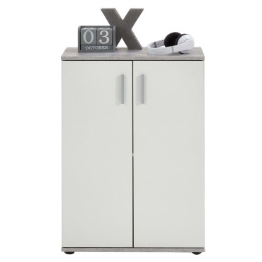 FMD Ντουλάπι Δίφυλλη Λευκό και Γκρι 60x35x83cm 1 τεμ.