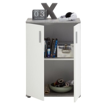FMD Ντουλάπι Δίφυλλη Λευκό και Γκρι 60x35x83cm 1 τεμ.