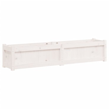 vidaXL Ζαρντινιέρα Λευκή 150 x 31 x 31 εκ. από Μασίφ Ξύλο Πεύκου
