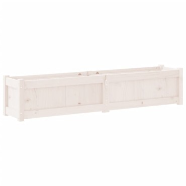 vidaXL Ζαρντινιέρα Λευκή 150 x 31 x 31 εκ. από Μασίφ Ξύλο Πεύκου