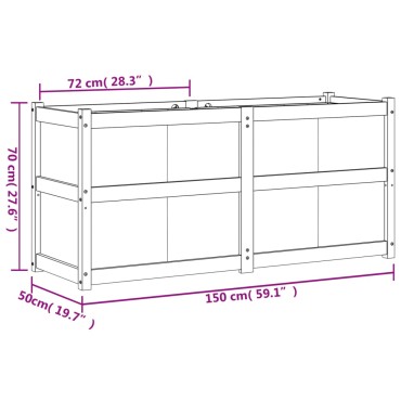 vidaXL Ζαρντινιέρα Λευκή 150 x 50 x 70 εκ. από Μασίφ Ξύλο Πεύκου