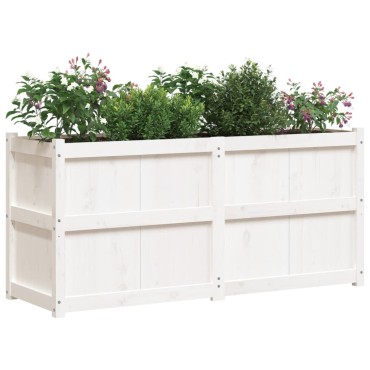 vidaXL Ζαρντινιέρα Λευκή 150 x 50 x 70 εκ. από Μασίφ Ξύλο Πεύκου
