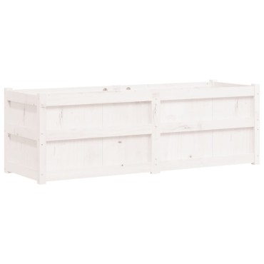 vidaXL Ζαρντινιέρα Λευκή 150 x 50 x 50 εκ. από Μασίφ Ξύλο Πεύκου