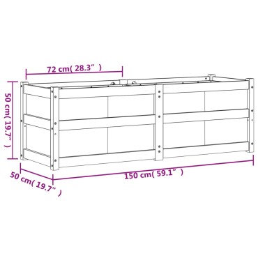 vidaXL Ζαρντινιέρα Λευκή 150 x 50 x 50 εκ. από Μασίφ Ξύλο Πεύκου