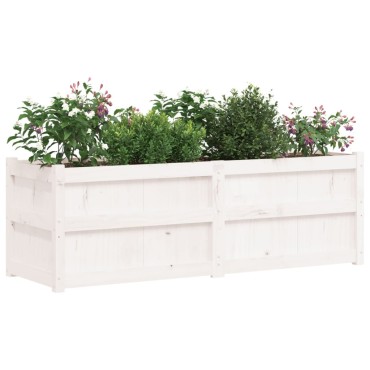 vidaXL Ζαρντινιέρα Λευκή 150 x 50 x 50 εκ. από Μασίφ Ξύλο Πεύκου