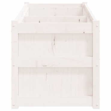 vidaXL Ζαρντινιέρα Λευκή 150 x 50 x 50 εκ. από Μασίφ Ξύλο Πεύκου