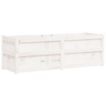 vidaXL Ζαρντινιέρα Λευκή 150 x 50 x 50 εκ. από Μασίφ Ξύλο Πεύκου