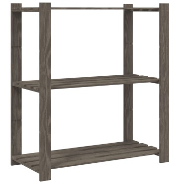 vidaXL Ραφιέρα με 3 Ράφια Γκρι 80x38x90cm Μασίφ Ξύλο Πεύκου 1 τεμ.