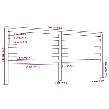 vidaXL Κεφαλάρι Κρεβατιού 141x4x100cm από Μασίφ Ξύλο Πεύκου 1 τεμ.