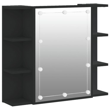 vidaXL Έπιπλο Καθρέπτη με LED Μαύρο 70x16,5x60cm 1 τεμ.
