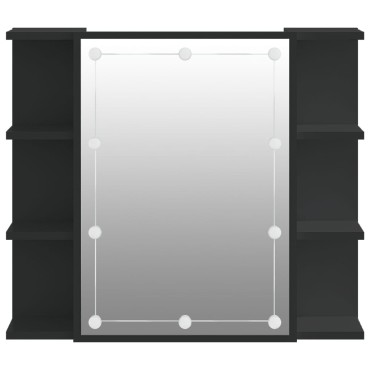 vidaXL Έπιπλο Καθρέπτη με LED Μαύρο 70x16,5x60cm 1 τεμ.