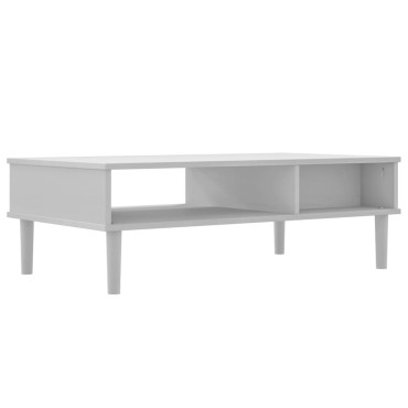vidaXL Τραπεζάκι Σαλονιού SENJA Λευκό / Ρατάν 100x55x33cm Μασίφ Ξύλο 1 τεμ.