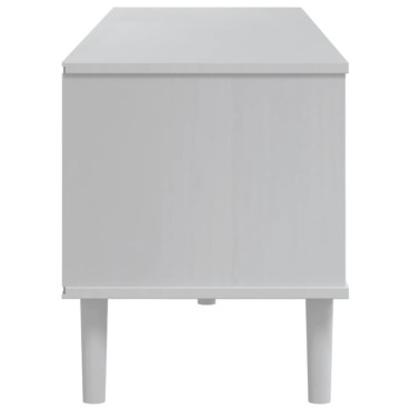 vidaXL Έπιπλο Τηλεόρασης SENJA Λευκό / Ρατάν 158x40x49cm Μασίφ Πεύκο