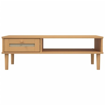 vidaXL Τραπεζάκι Σαλονιού SENJA Καφέ / Ρατάν 100x55x33cm Μασίφ Ξύλο 1 τεμ.